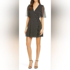 Alice + Olivia NWT Sandra embroidered flowers wrap dress black/white Size 14